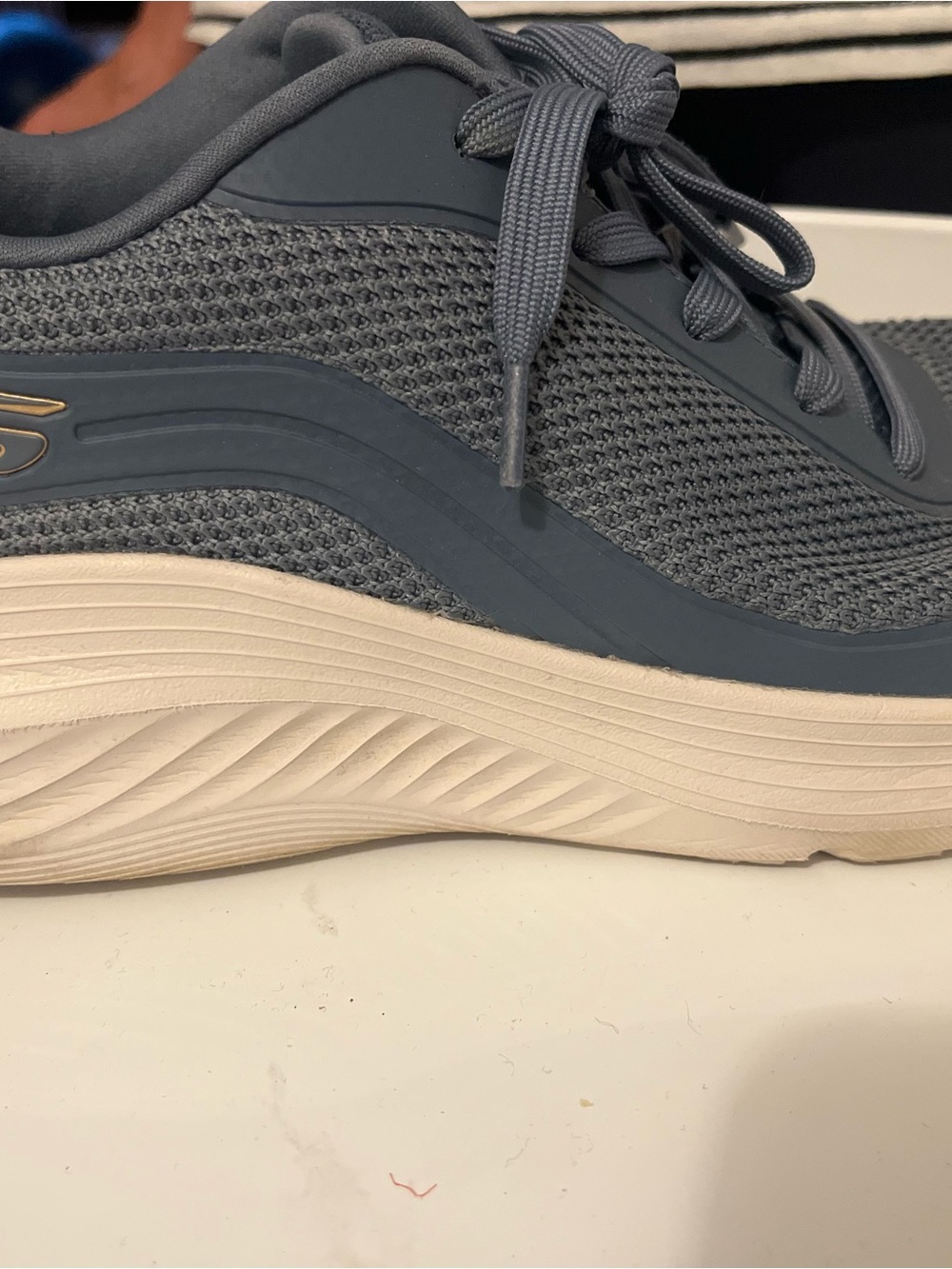 Skechers Women's Lace-Up Sneaker in Blue and Cream
